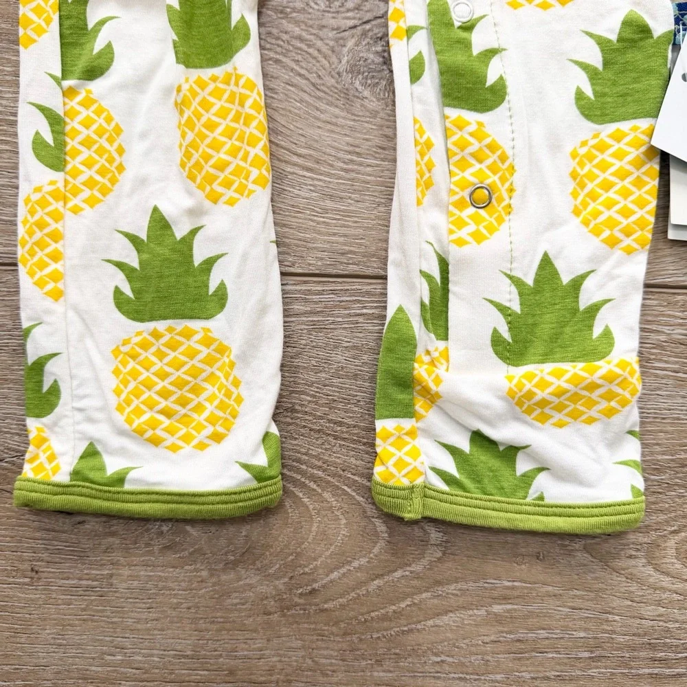 Kickee Pants Pineapple Coverall Sz 6-9 Months Bamboo Long Sleeve Soft‎ NEW